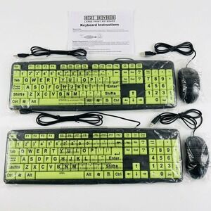 EZ Eyes Large Print Wired Keyboard with Wired Mouse, 2 Sets, Windows or Mac, NOB